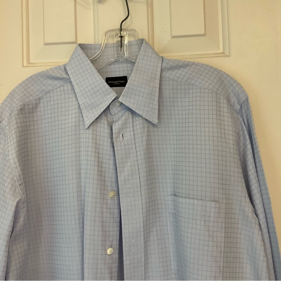 Ermenegildo Zegna Su Misura 100% Cotton Long Sleeve Button Down White w/blue  XL - Picture 4 of 12